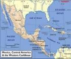 Карта Мексики и Центральной Америки. Центральная Америка, субконтинента соединения Северная и Южная Америка